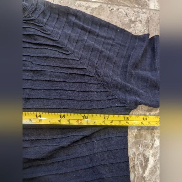 COS women's navy Ribbed knit sheer lightweight Sweater crew pullover lagenlook S - Picture 7 of 7